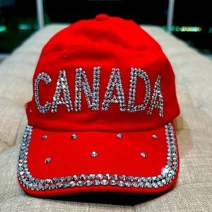 Vintage 90s Y2K Canada Bedazzled Dad Cap - Red - Brand New